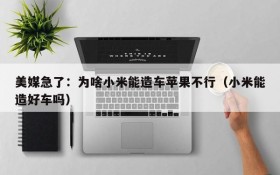 美媒急了：为啥小米能造车苹果不行（小米能造好车吗）